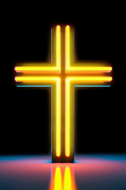 Kostenloses Foto leuchtendes neonlichtkreuz