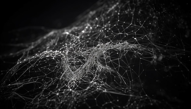 Leuchtendes Spinnennetz auf dunklem, abstraktem Hintergrund, generiert von AI