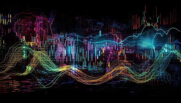 Kostenloses Foto leuchtendes wellenmuster beleuchtet moderne, von ki generierte technologie