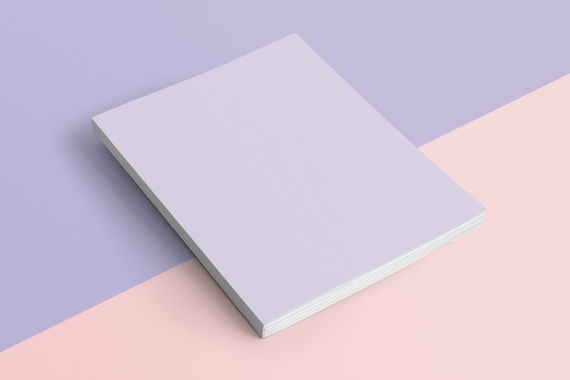 Lila Buch auf pastellfarbenem Hintergrund