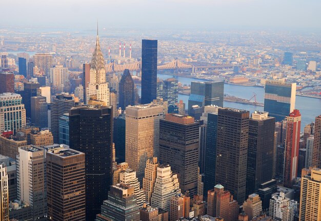 Luftaufnahme der Skyline von New York City Manhattan