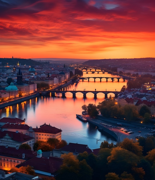 Kostenloses Foto luftaufnahme der stadt am wasser