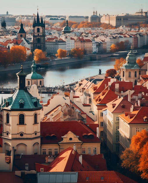 Kostenloses Foto luftaufnahme der stadt am wasser