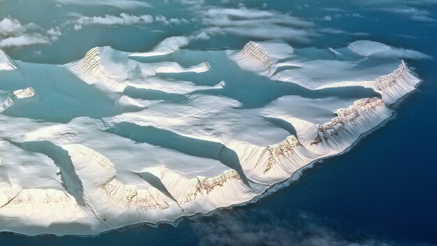 Luftaufnahme des Gletschers