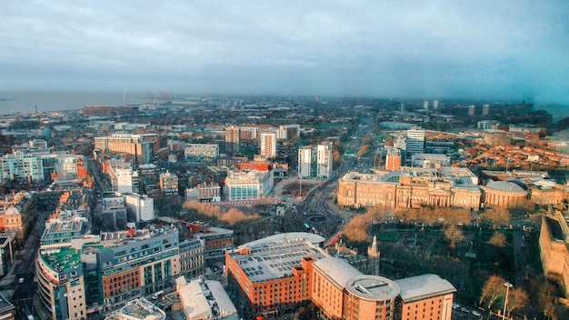 Luftaufnahme des Liverpool von einem Aussichtspunkt Vereinigtes Königreich