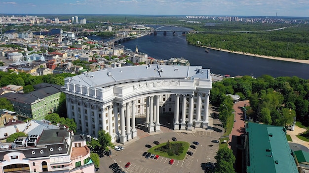 Luftaufnahme des Sofia-Platzes und des Mykhailivska-Platzes in Kiew Ukraine