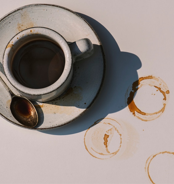 Kostenloses Foto luftaufnahme von heißem kaffee