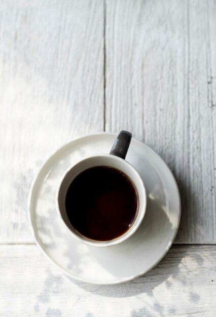 Luftbild von einem heißen Kaffee trinken