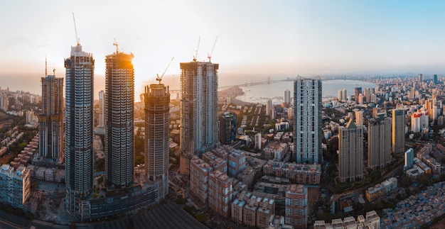 Kostenloses Foto luftpanorama der skyline der stadt mumbai mumbai