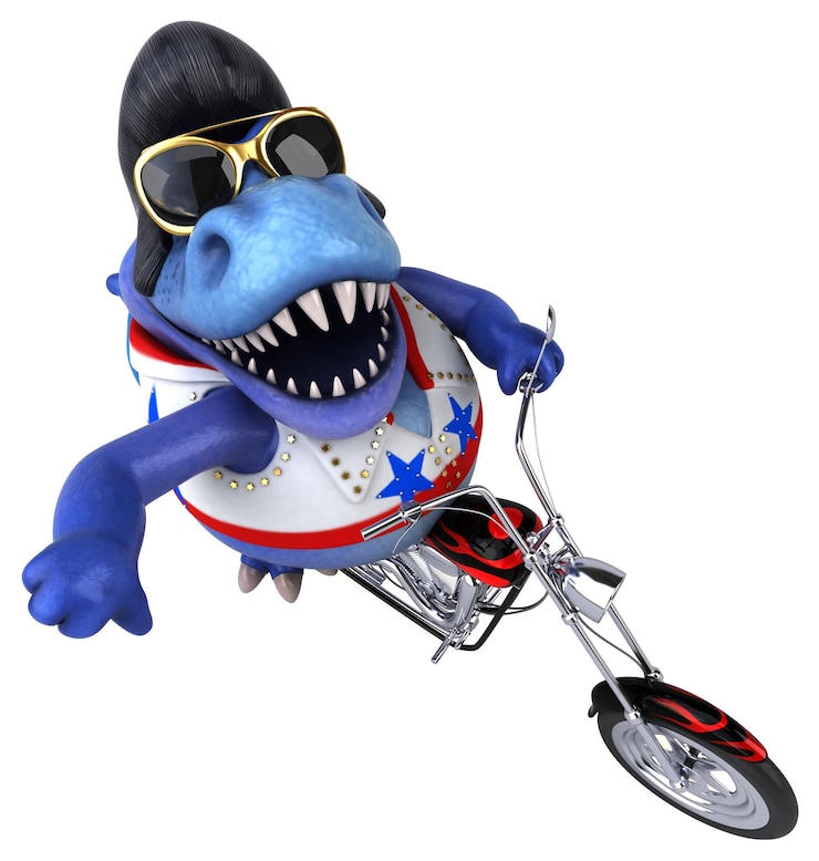Kostenlose Foto lustige 3d-cartoon-illustration eines trex-rockers
