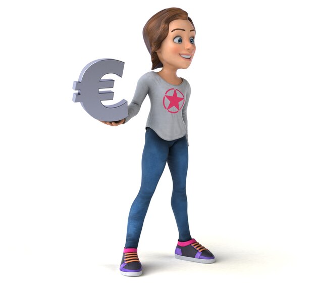 Lustige 3D-Illustration eines Karikatur-Teenager-Mädchens