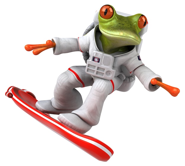 Kostenloses Foto lustiger 3d-cartoon-frosch-astronaut