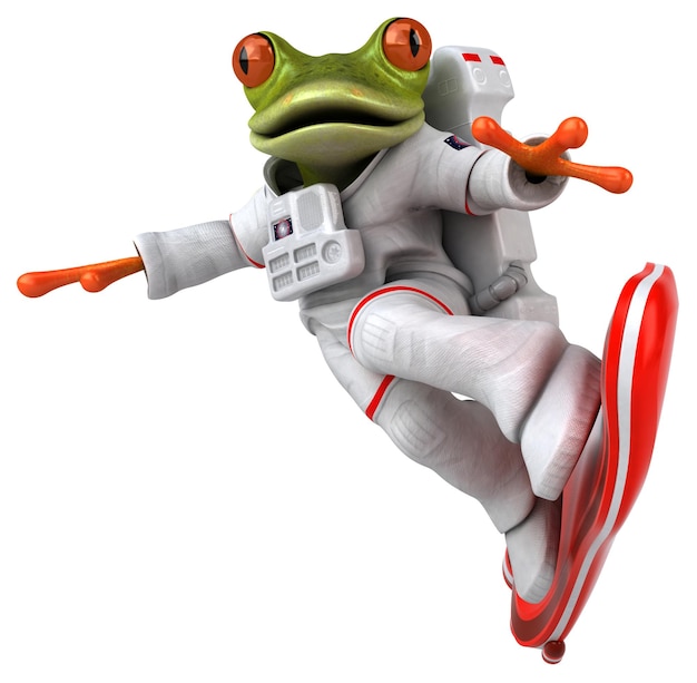 Kostenloses Foto lustiger 3d-cartoon-frosch-astronaut