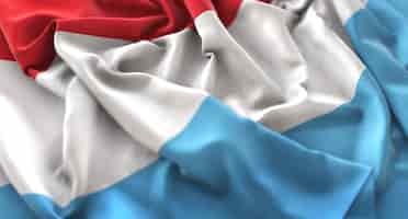 Kostenloses Foto luxemburg flagge gekräuselt wunderschön winken makro nahaufnahme schuss