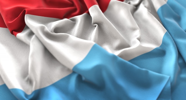 Luxemburg Flagge gekräuselt Wunderschön Winken Makro Nahaufnahme Schuss