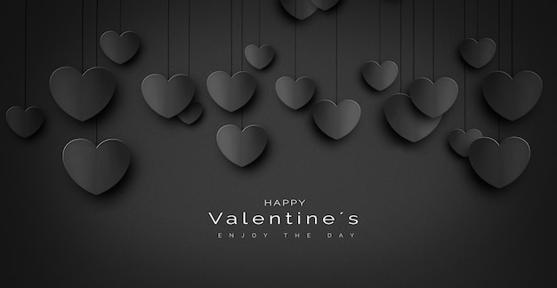 Luxus-valentinsgrußkarte auf schwarzem hintergrund