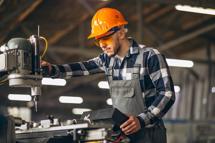 Kostenlose Foto männliche arbeiter in einer fabrik