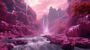 Kostenloses Foto magenta mystische landschaft mit natur