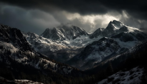 Kostenloses Foto majestätische bergkette, ruhige wiese, ruhiger sonnenuntergang, erzeugt von ai