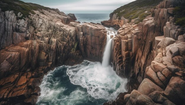 Kostenloses Foto majestätische felsformation am rande des klippenwassers, ruhige, von ki erzeugte szene