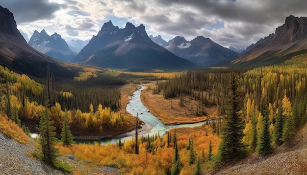 Kostenloses Foto majestätische herbstlandschaft gelbe espenbäume leuchten hell, erzeugt von ki