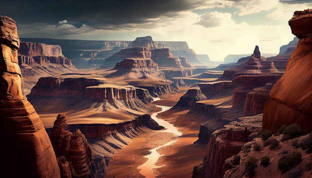 Majestätische Sandstein-Klippenkurven im Antelope Canyon, generiert von KI