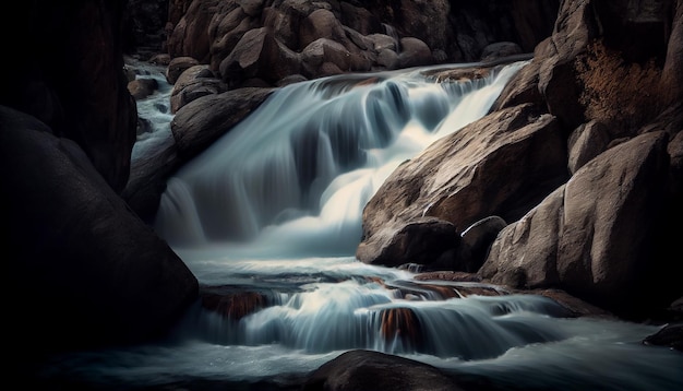 Kostenloses Foto majestätische schönheit der natur in glatter bewegung des wasserfalls, die von ki erzeugt wird