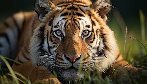Kostenloses Foto majestätischer bengalischer tiger, der die wilde schönheit der natur bestaunt, die durch künstliche intelligenz erzeugt wird
