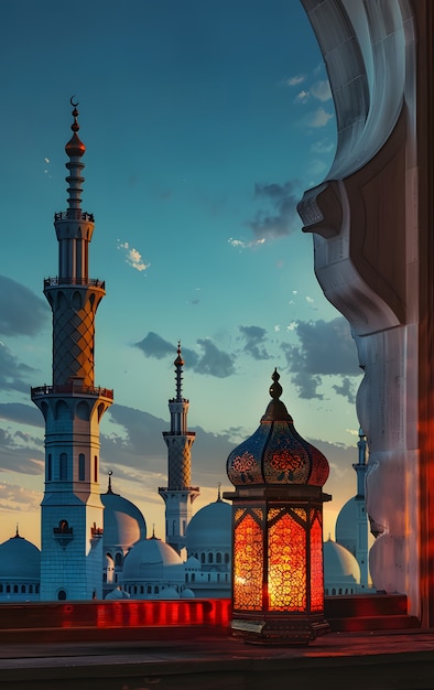 Kostenloses Foto majestic mosque for islamic new year celebration with fantasy architecture