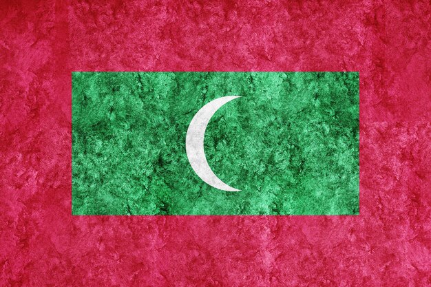 Malediven Metallische Flagge, strukturierte Flagge, Grunge-Flagge