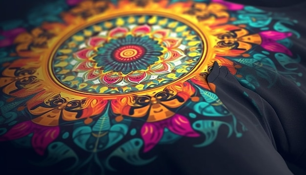 Mandala symbolisiert Spiritualität und Eleganz der indigenen Kultur, die durch KI erzeugt wird