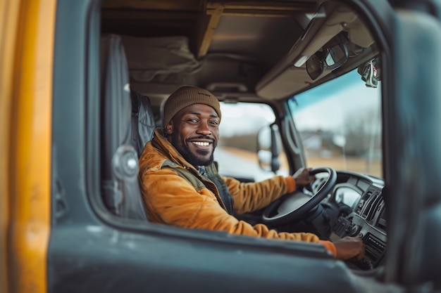 Mann arbeitet als LKW-Fahrer