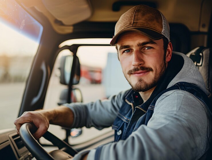 Kostenlose Foto mann arbeitet als lkw-fahrer