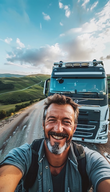 Kostenloses Foto mann arbeitet als lkw-fahrer