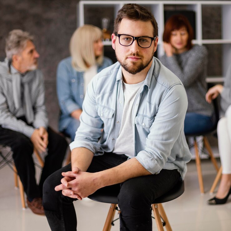 Kostenlose Foto mann bei gruppentherapie