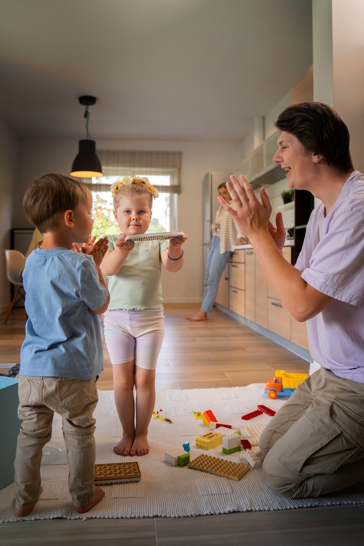Kostenlose Foto mann, diener, der kinder babysittet