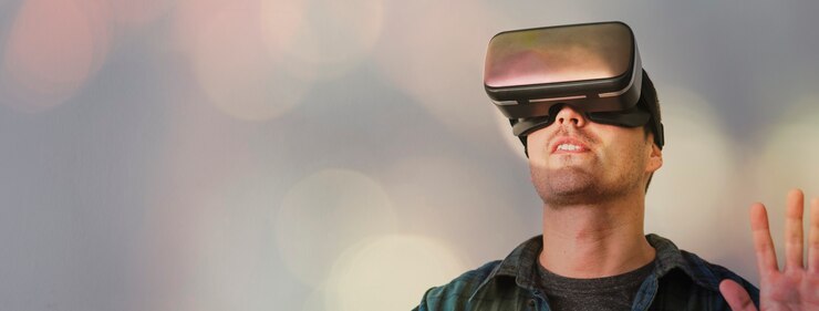 Kostenlose Foto mann genießt ein vr-headset