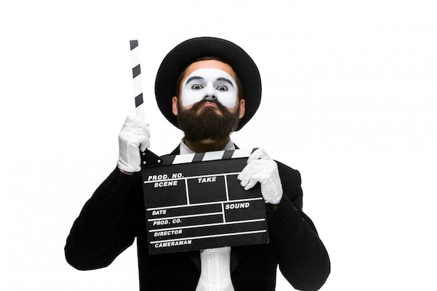 Mann im bild pantomime mit film board Kostenlose Fotos