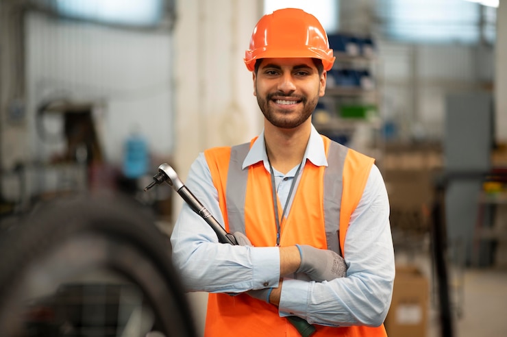 Kostenlose Foto mann in sicherheitsausrüstung bei der arbeit