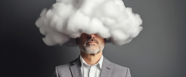 Mann mit Kopf in der Wolke KI-generiertes Bild