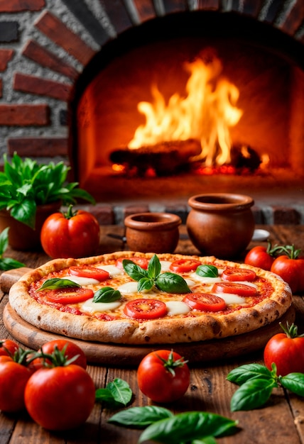 Margherita-Pizza aus einem Holzofen