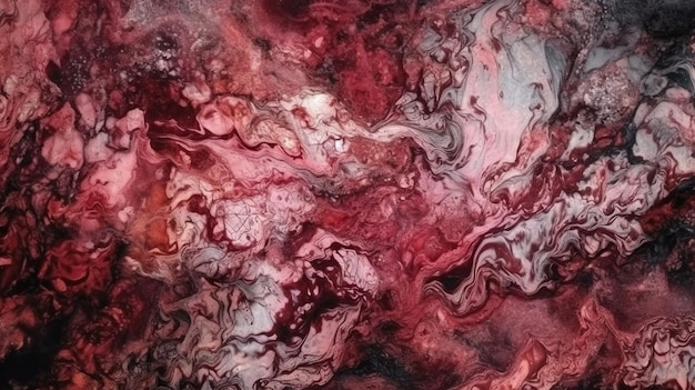 Marmorhintergrund Digitale Kunst marmorierte Textur rubinrote Farben Ai-generiertes Bild