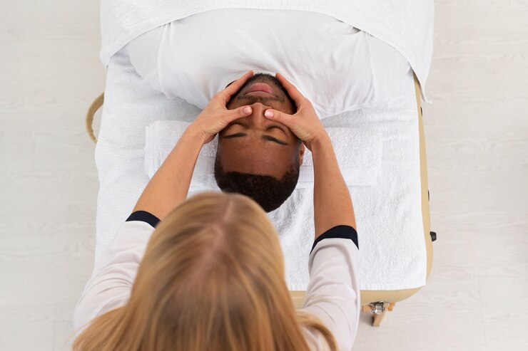 Kostenlose Foto masseur kümmert sich um ihren kunden