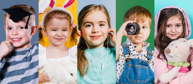 Medium-Shot-Collage von Kindern