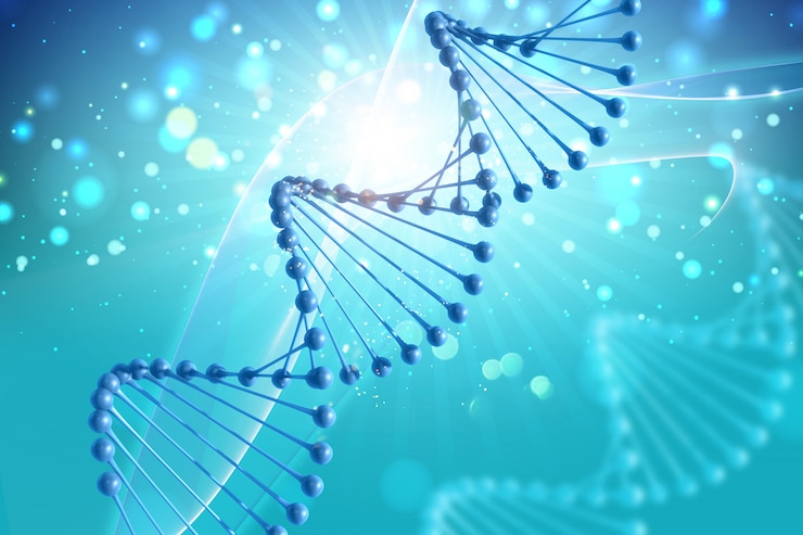 Kostenlose Foto medizinischer hintergrund 3d mit dna-strängen