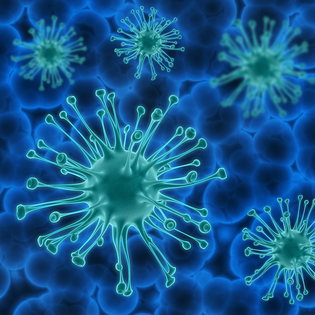 Kostenloses Foto medizinischer hintergrund 3d mit viruszellen