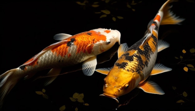 Kostenloses Foto mehrfarbige karpfen schwimmen in einem ruhigen, von ki erzeugten teich