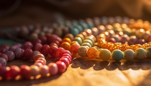 Kostenloses Foto mehrfarbige perlenkette, ein lebendiges persönliches accessoire, generiert von ki