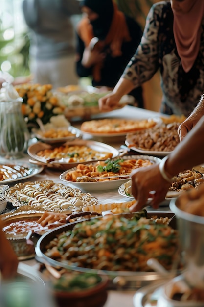 Menschen aus der Vogelperspektive feiern Eid al-Fitr