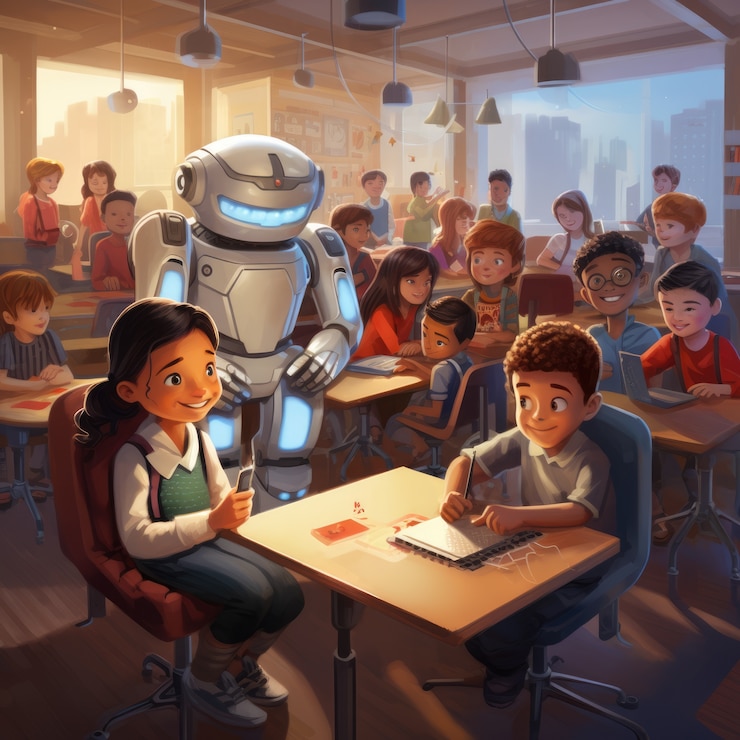 Menschen, die mit Robotern umgehen